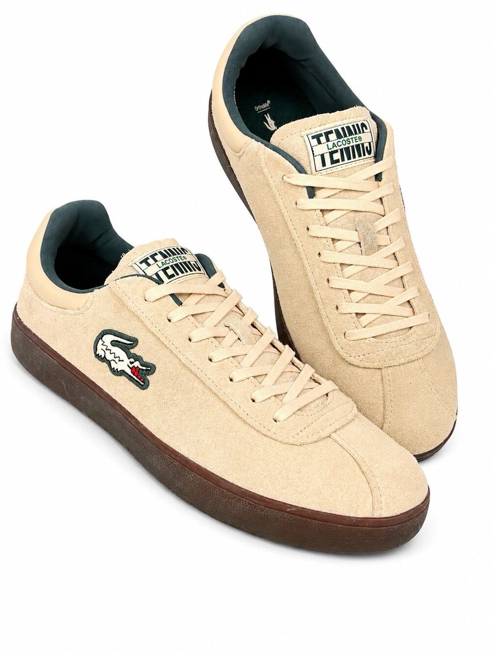 Lacoste Baseshot 125 3 SMA Men’s 9.5 Beige Suede Sneakers Gum Sole 749SMA0060AOT